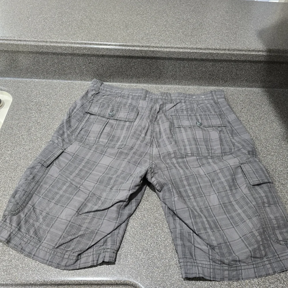 Calvin Klein Gray Plaid Cargo Shorts